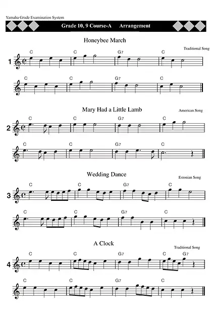 yamaha雅马哈Grade 10, 9 Course-A Arrangement